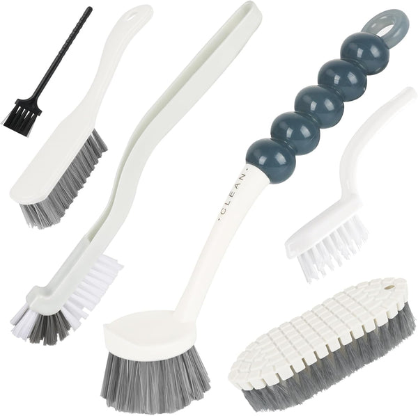 Runloon 6 Pack Multipurpose Household Cleaning Set, Deep Cleaning Brush Set with Grips