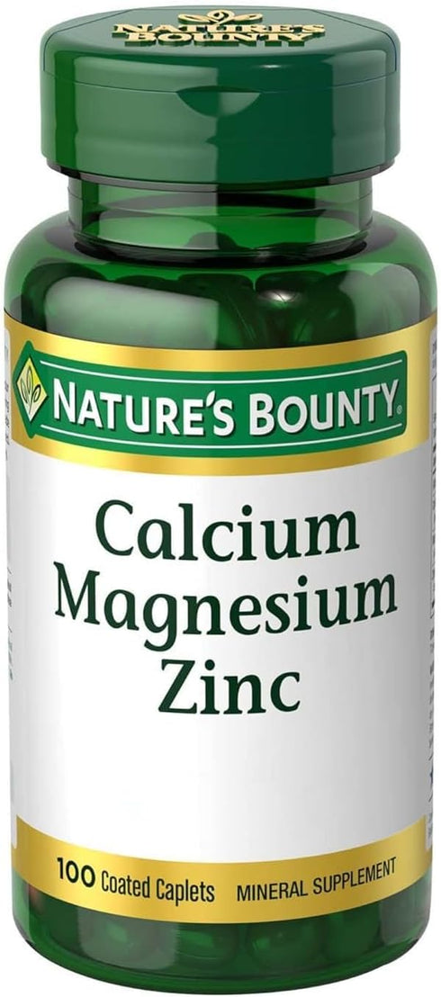 Nature's Bounty Calcium Magnesium & Zinc Caplets, 100 Count, Supports Immune & Bone Health