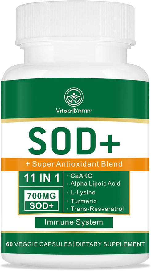 700MG Sod Superoxide Dismutase Supplement - High Potency Antioxidant for Cellular Health - 60 Capsules