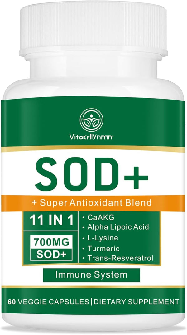 700MG Sod Superoxide Dismutase Supplement - High Potency Antioxidant for Cellular Health - 60 Capsules