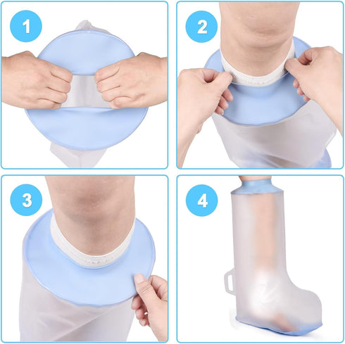 Non-Slip Cast Covers for Shower Leg Adult Short Leg Cast Bag Keep Bandage Dry Reusable Shower Boots for Foot, Knee