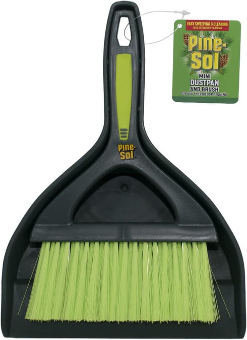 Pine-Sol Mini Dustpan and Brush Set | Portable, Compact Dust Pan and Hand Broom for Cleaning, Green