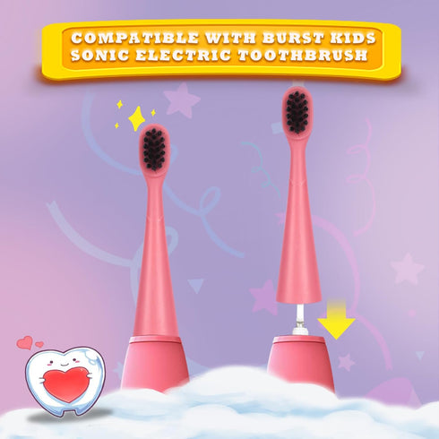 Compatible with Burst Kids Electric Toothbrush Replacement Heads, 6 Pack, Light Pink
