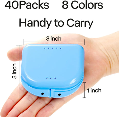 ZENFUN 40 Packs Retainer Case with Vent Holes - Dental Storage Container Box for Aligners, 8 Colors