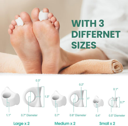 Hammer (3 6 Pack) Welnove Toe Separator for Overlapping Toes - Toe Spacers for Bunions - Toe Corrector for Toes