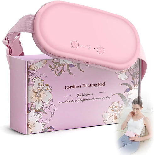 PVOGRT Portable Electric Heating Pad for Period Cramps, Menstrual Heating Pads with 4