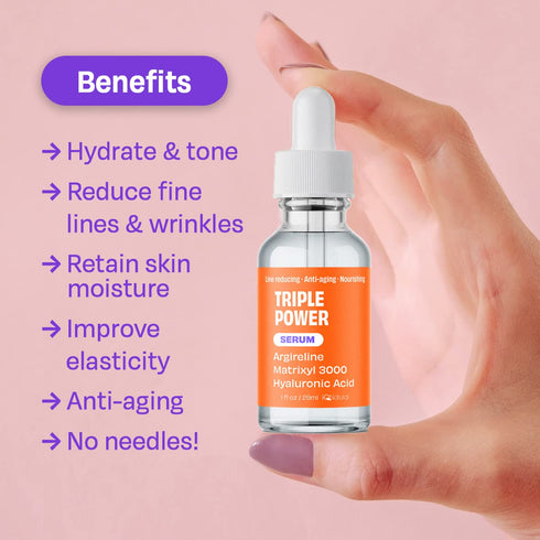 IQ Natural Argireline & Matrixyl 3000 Serum - Anti-Aging Peptide Serum for Face, Hydrating for Women and Men, 1oz.