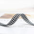 Midi Gingham Ribbon 3/8 Inch Black and White, 50 Continuous Yards Polyester Woven Edge Buffalo Plaid for Crafts