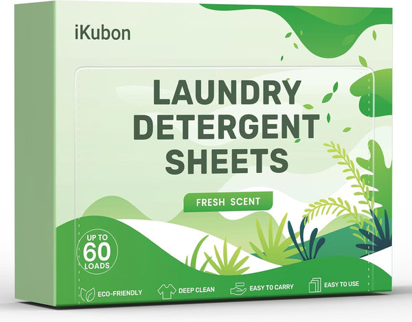 iKubon Laundry Detergent Sheets, Hypoallergenic Laundry Sheets Detergent, Eco Liquidless Laundry Detergent, No