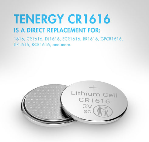 Tenergy CR1616 3V 20 Count Lithium Cell Batteries, for Keys, Handheld Game Console, Calulators, Accessories