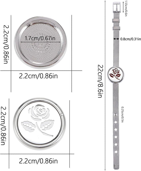 YWLI 10 Essential Oil Diffuser Bracelet Aromatherapy Locket Adjustable Stainless Steel Rose Watch Chain Bracelet