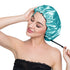 Stain Bonnet Silky Adjustable Satin Sleep Cap for Night Sleeping Hair Bonnet, Reversible Peacock Blue/Black