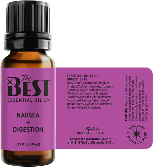 The Best Nausea + Digestion Essential Oil Blend, 10 ml - 100% Pure & Natural for Aromatherapy, Diffuser, Spa