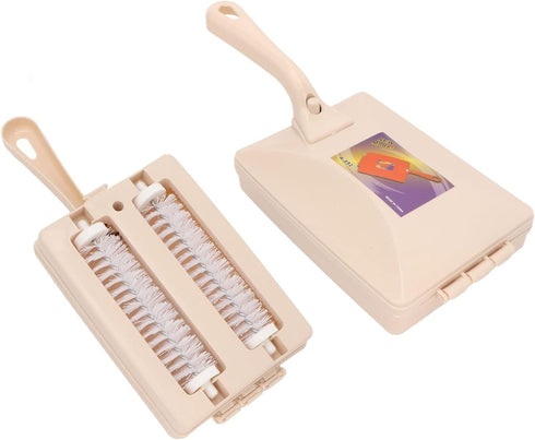 Handheld Dust Cleansing Brush, Manual Carpet Sweeper with Double Rollers for Cleaning Bed Sheets, Furniture, Clothes