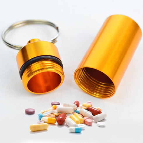 10 Pcs Portable Pill Case, Bantoye Waterproof Aluminum Pill Holders with Keychain for Outdoor Camping Traveling,