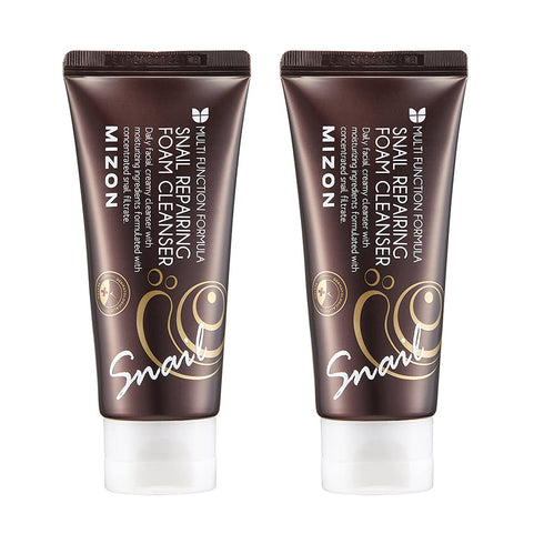 MIZON Snail Repairing Foam Cleanser, Snail Mucin Face Wash, Moisturizing Formula for Pores & Blackheads (2 Pack)