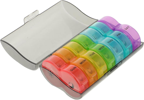IMUSINICE Weekly Medication Organizer Pill Box, Portable 7-Day 3-Meal Compact Medicine Case with