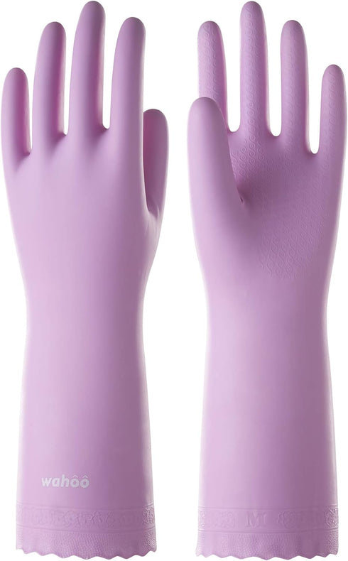 LANON Skin-Friendly Cleaning Gloves, Reusable Dishwashing Kitchen Gloves with Cotton Flocked Liner, Mauve Mist