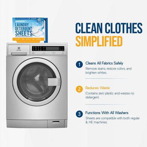 Free and Clear Laundry Detergent Sheets, 120 Loads, Unscented, Hypoallergenic, Liquidless
