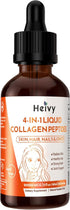 Liquid Collagen for Women, 4-in-1 Collagen Peptides with Biotin, 25000 MCG Drops, Raspberry Flavor