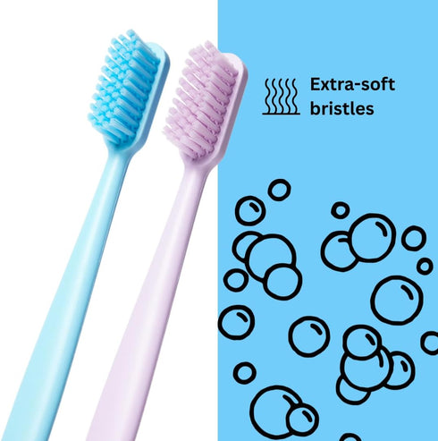 Pack 2 100% 2-Pack Boie USA Extra Soft Toothbrush of - with Recycled Handles - Gentle on Sensitive Teeth and Gums, Made