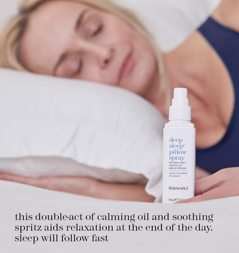 Set 75ml 5ml ($42 Set) This Works Deep Sleep Pillow Talk Natural Sleep Remedy Duo with Lavender, Camomile & Vetivert