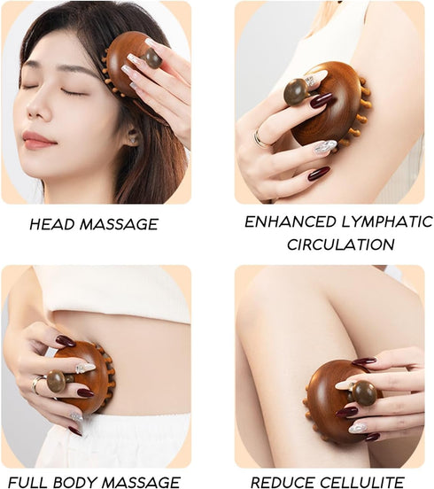 iunxkmi Wooden Scalp Massage Comb - Sandalwood Head Massager Tool, Gua Sha Brush for Women Men Hair Growth Body Massage