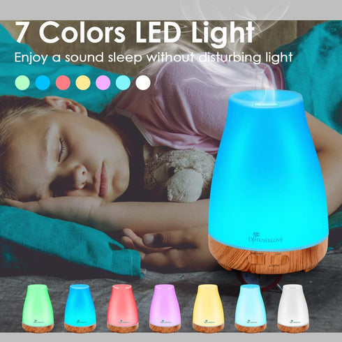 300ML Essential Oil Diffuser, Remote Control Aromatherapy Diffuser with 7 Color LED Lights for Bedroom Office