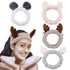 AHONEY Animals Ears Headbands - Cute Fuzzy Skincare Headband for Washing Face, Coral Fleece Hair Band (4Pcs)