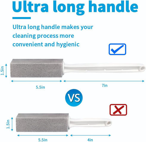 4TH Pumice Stone Toilet Bowl Cleaning Stick with Extra Large Handle, Cleans Limescale Stains, 2 Pack