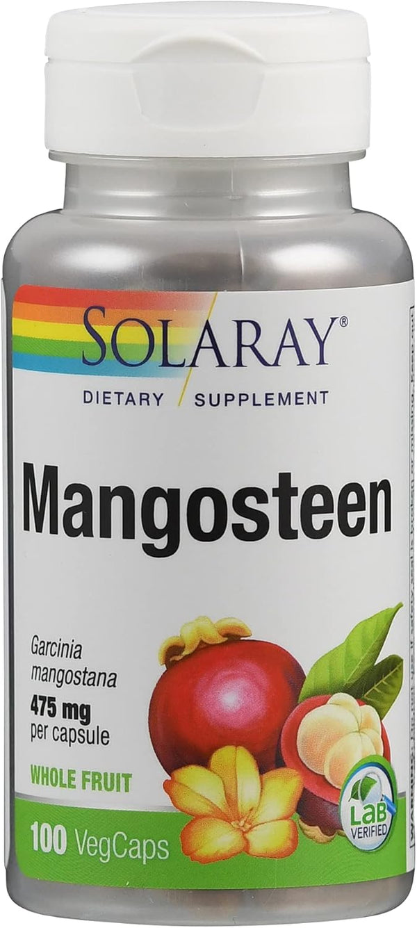 SOLARAY Mangosteen Fruit 475mg | Whole Herb | Antioxidant & Immune Support Supplement | 100ct w/Phytonutrients,