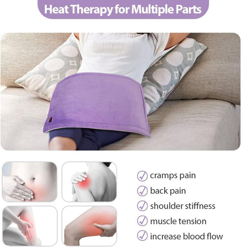 USB Heating Pad for Car - Portable Heated Travel Blanket Pads for Pain Relief (16"x 12", Purple)