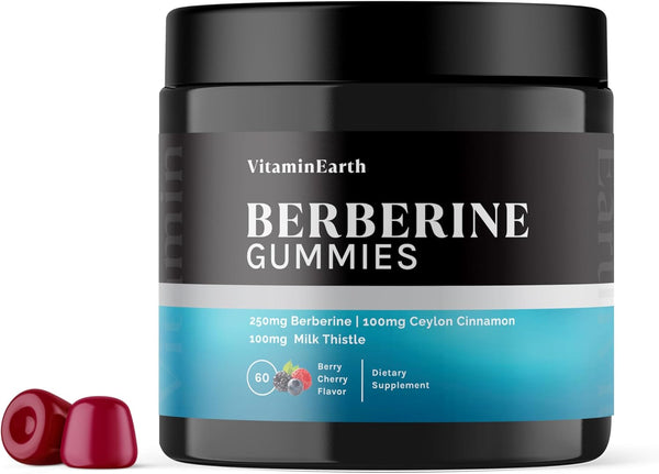 Berberine Gummies with Berberine HCL, Ceylon Cinnamon & Milk Thistle for Immune and Metabolism Support - Berry Cherry