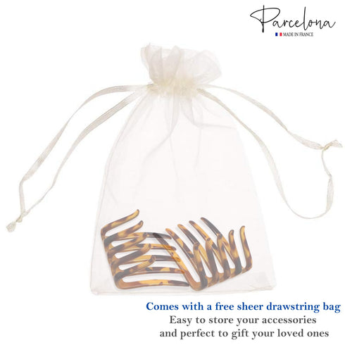 Parcelona French Crab Interlocking Savana Light Shell Medium Hair Clips, No Slip Ponytail Updo for Women
