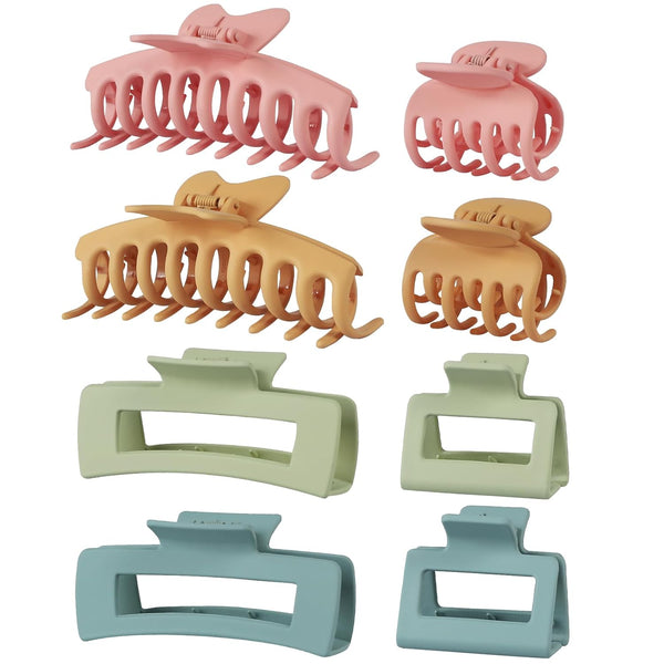 Sisiaipu 8 Pcs Hair Claw Clips for Women, Large Medium Small Clips for Thick Thin Hair, 4 Style Colorful Accessories