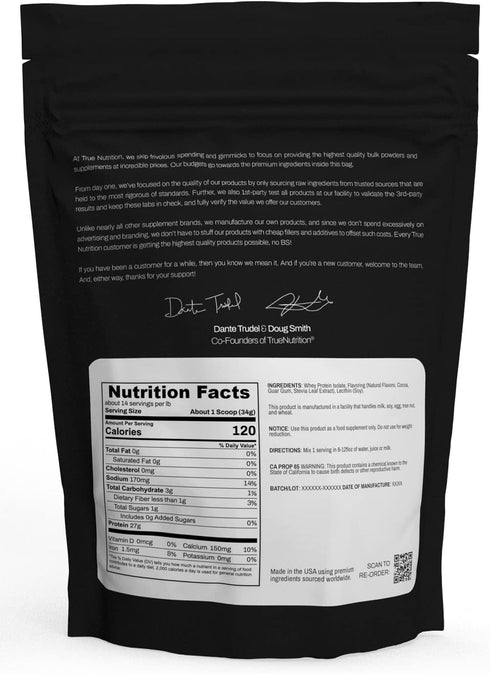 Chocolate Whey Protein Isolate Cold-Filtration - 100% Whey Protein Powder - 27g Protein per Serving - 1lb