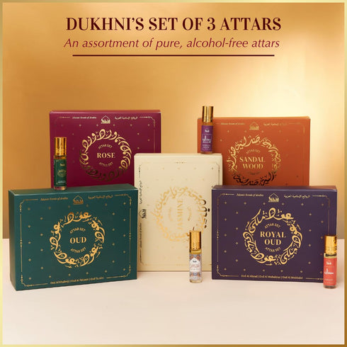 Set 100% 6ml Dukhni Jasmine Attar Oil Authentic Arabic Fragrance Oils | Pure, Alcohol-Free Arabic Perfume Oil Blends