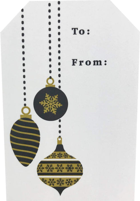 Merry & Bright Gold Gift Tag Stickers, 2 x 3 Inch Holiday Labels, Roll of 100 with 4 Festive Designs