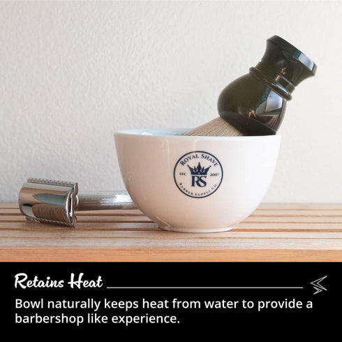 Ceramic Textured Shaving Bowl, Shave Soap & Shaving Cream Dish, Textured for Rich Lather (White)