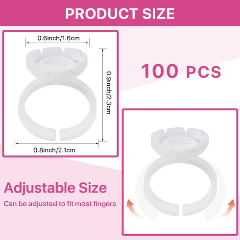Lash Extension Supplies Glue Rings for Eyelash Extensions, 100PCS Lash Glue Rings, Eyelash Glue Holder