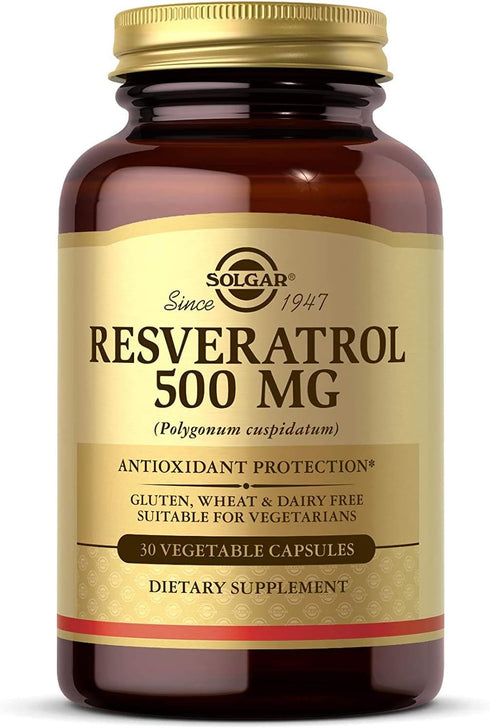 Solgar Resveratrol 500 mg, 30 Vegetable Capsules, Antioxidant Protection