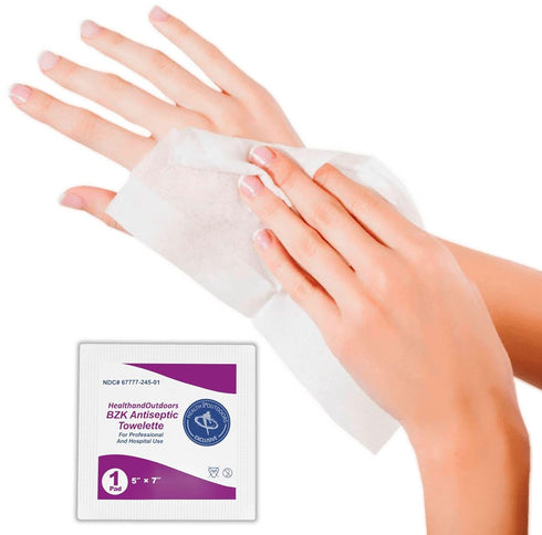 HAO 5" 7" (125 Count) BZK Antiseptic Moist Towelette x Wipe Hand & Body Cleansing Wet Napkins Alcohol-Free Individually