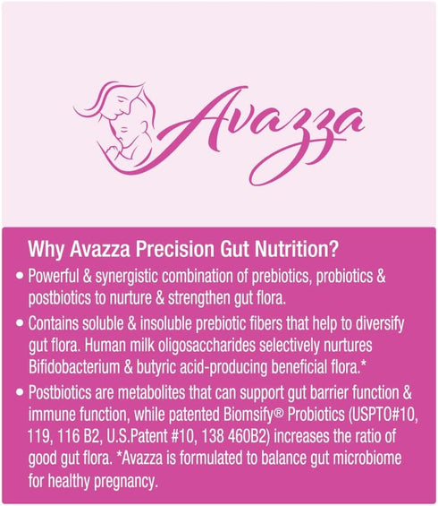 Avazza Prenatal Formula with TriBiom: Probiotics + Prebiotics + PostBiotics - 150g, 30 Servings, 100% Vegan