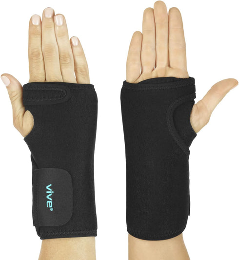 Vive Wrist Brace - Carpal Tunnel Compression Support Wrap for Men, Women, Sports Injuries - Removable Splint, Universal