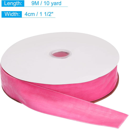 MECCANIXITY Velvet Ribbon 1 1/2 Inch x 10 Yard Single Face Spool Silky Velvet Fabric for Bouquets DIY Crafts Gift Wrapping Wedding Party Pink by MECCANIXITY