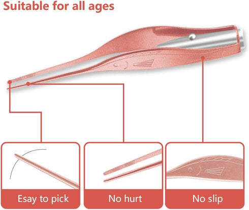 POZILAN Ear Picker Tweezers with LED Light - 8 Pack Ear Wax Removal Tool Cleaner Kit for Adults and Kids