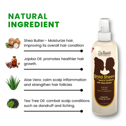 The Roots Naturelle Braid Sheen Spray, 12 Fluid Ounces, Hair Moisturizer