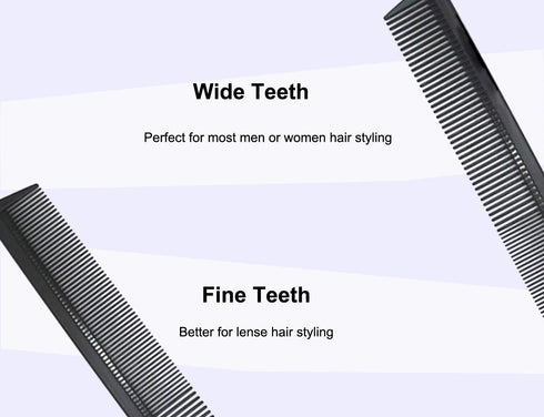 Professional Black Carbon Fiber Teasing Comb, Fine and Wide Tooth Hair Barber Comb for All Hair Types