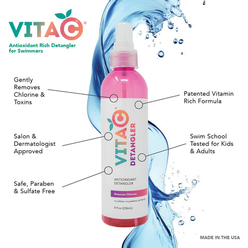 Swimmers Post-Swim Spray - Chlorine Eliminator, Condition & Detangle Hair, Vitamin C Antioxidant Formula - 8 Fl Oz