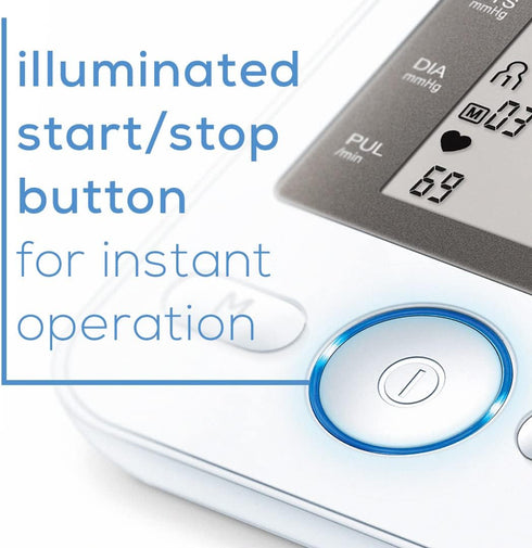 Beurer BM31 Upper Arm Blood Pressure Monitor, Large Cuff, Automatic & Digital, 2-Users, XL Display, Irregular Heartbeat